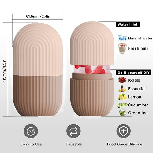 XHJRI Ice Face Roller Massager,Ice Cube Roller for Face, Eyes and Neck Naturally Conditioning and Skin Care,De-Puff Eye Bags,Reduce Migraine Pain,Reusable Massage Silicone Ice Mold (Coffee)