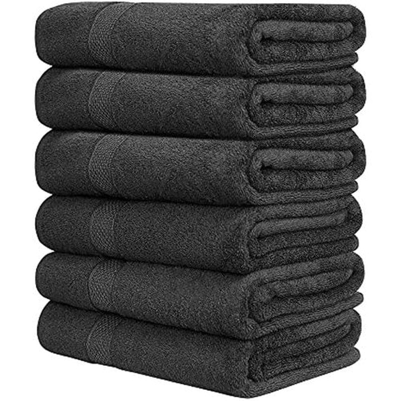 QUBA LINEN Hotel & Spa 100% Cotton Bath Towels Set of 6-24x48 inch Ultra Soft Large Bath Towel Set Highly Absorbent Daily Usage Ideal for Pool and Gym Pack of 6 - Lightweight