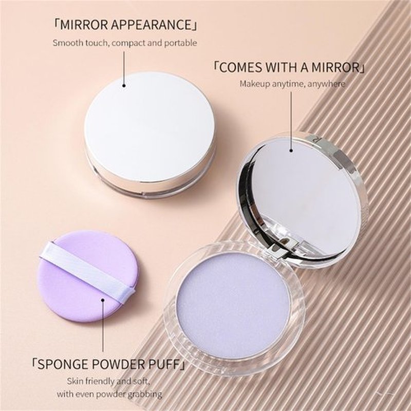 Pressed Setting Powder, Lasting Waterproof Makeup, Matte Wet And Dry Powder, Matte Smooth Setting Powder Makeup, Suitable for All Skin Types, with Powder Puff