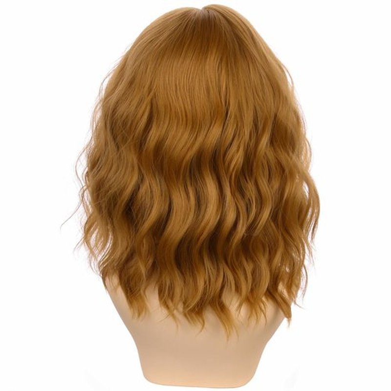 PATTNIUM Strawberry Blonde Wig with Bangs for Women Short Curly Wavy Blonde Wig Strawberry Blonde Bob Synthetic Wig with Wig Cap