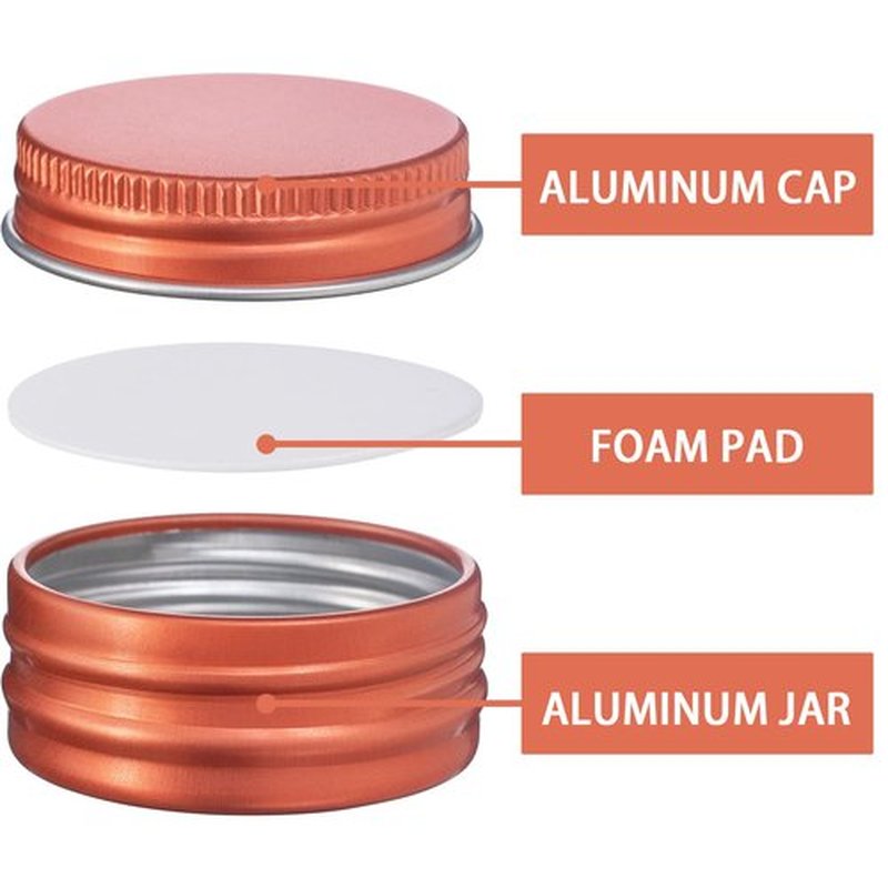 0.5 oz Screw Top Aluminum Tin Jar with Screw Lid and Blank Labels (Orange - Pack of 32)