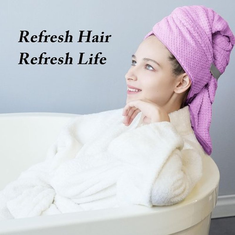 Wuwahold Microfiber Hair Towels, Waffle Hair Towel Set, Super Soft Highly Absorbent, Sturdy Quick Drying Turbans for Long, Thick, Curly Hair (5 Pack, 40" x 20")