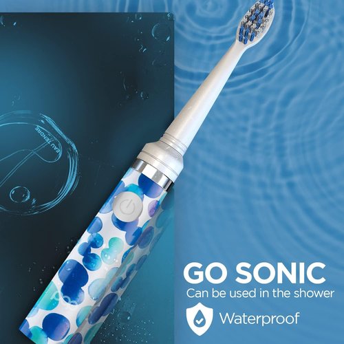 Pop Sonic Electric Toothbrush (Blue Bubbles + 6 Brush Heads) - Travel Toothbrushes w/AAA Battery | Kids Electric Toothbrushes with 2 Speed & 15,000-30,000 Strokes/Minute, Dupont Nylon Bristles