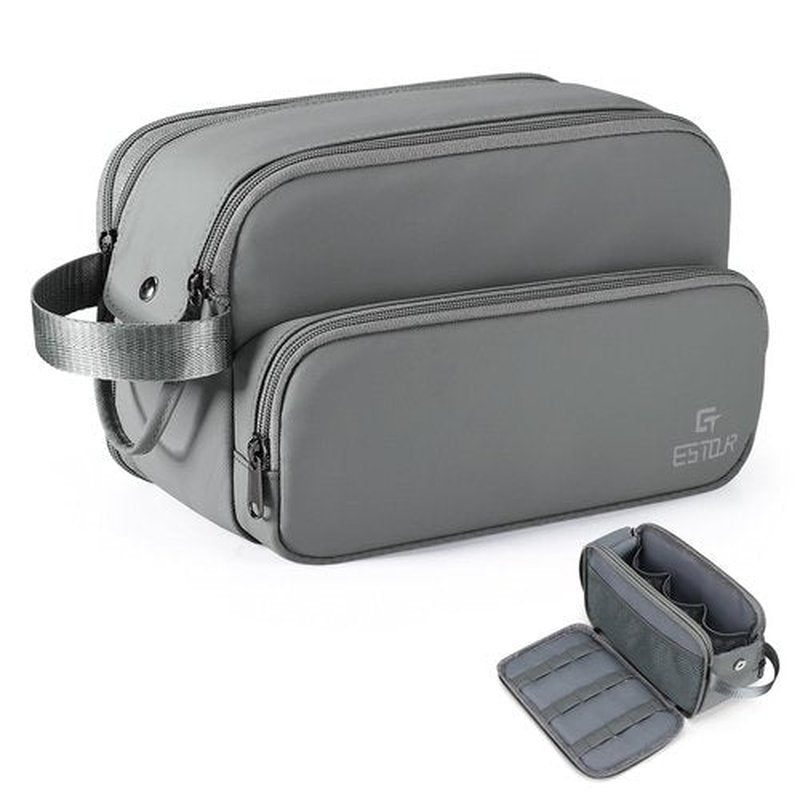 Estour Toiletry Bag for Men, Travel Toiletry Bag Travel Essentials, Dopp Kit Water-resistant Shaving Bag, Bathroom Bag Toiletries Organizer, Gray(Upgraded Polyster)