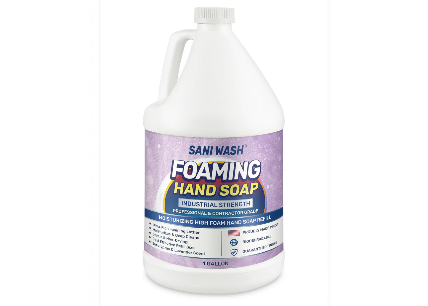 Sani Wash Foaming Hand Soap Refill – 1 Gallon (128 oz) | Professional Janitorial & Commercial Foam Hand Wash, Moisturizing, Non-Irritating, Biodegradable (128 Fl Oz (Pack of 1), Lavender & Eucalyptus)
