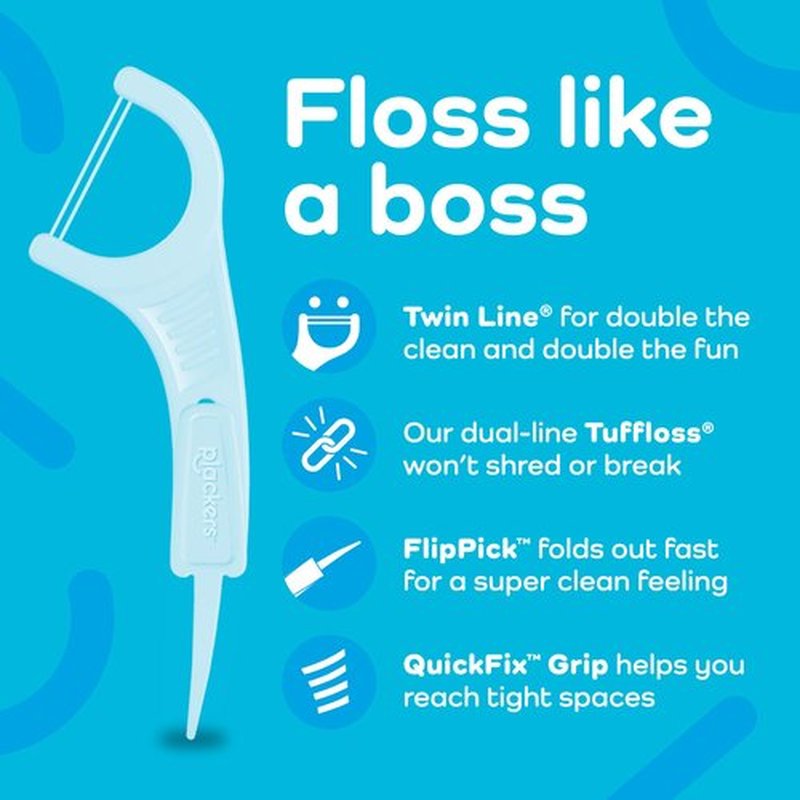 Plackers Twin-Line Dental Flossers Pack of 4, 600 Count and 300 Count, Dual Action Flossing System, Super Tuffloss, Cool Mint Flavor