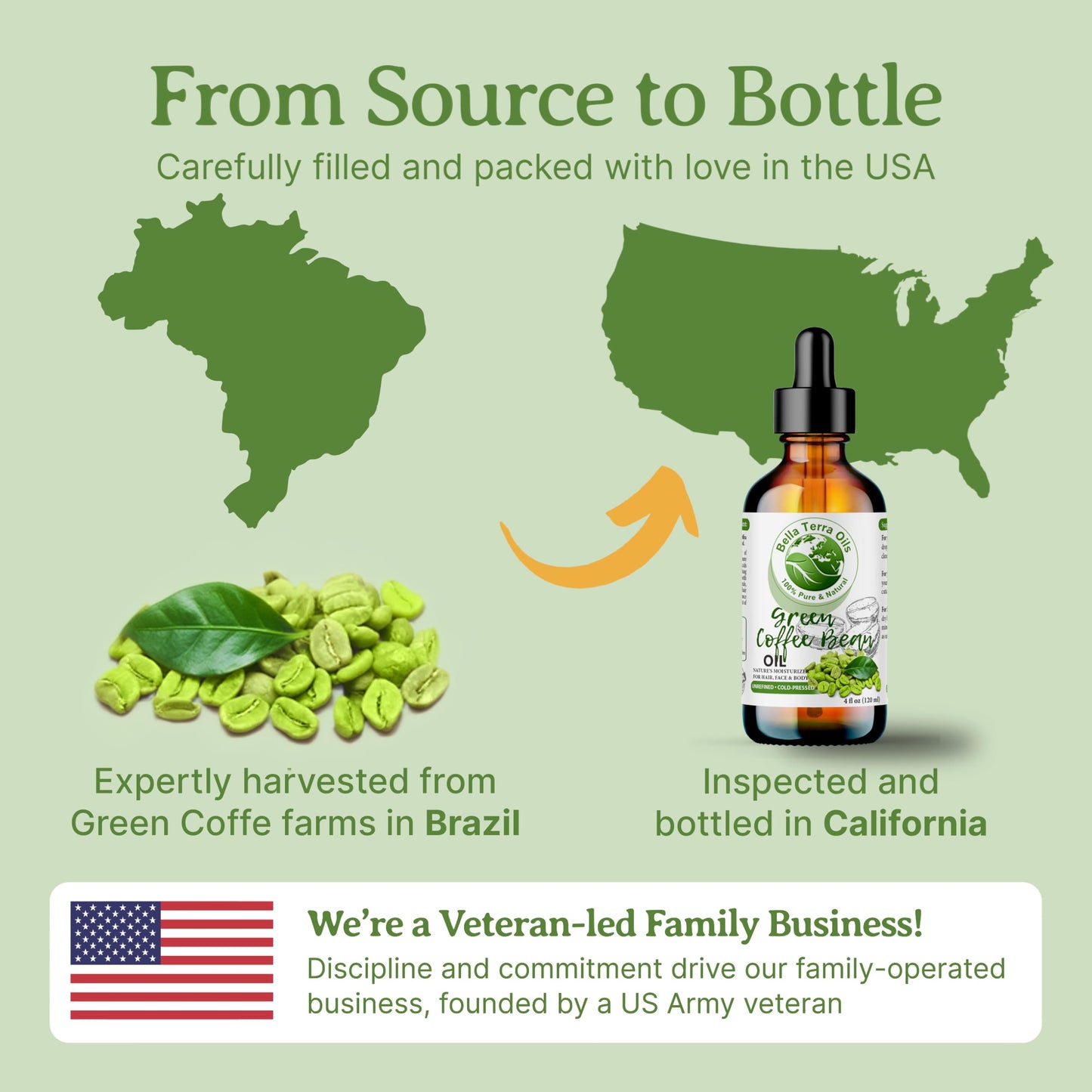 Bella Terra Oils - Green Coffee Bean Oil 16oz - Harness the Purity of Coffee Serum Ingredients, Enriched with Potent Acids for Lush & Healthy Skin