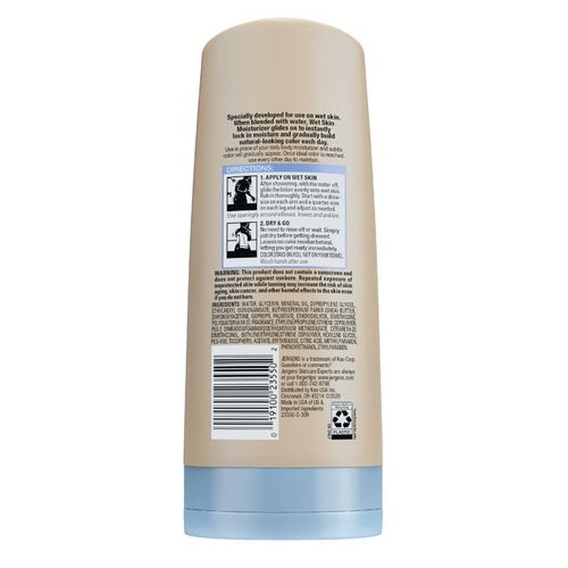 Jergens Natural Glow Wet Skin In-Shower Self Tanner Body Lotion, Fair/Medium Skin Tones (pack of 2)