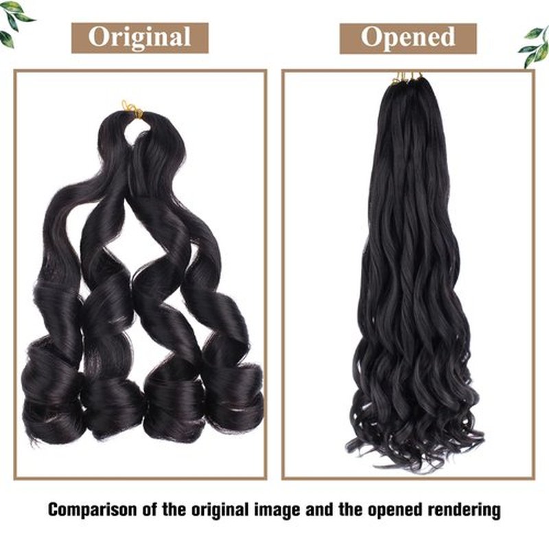 COOKOO 9 Packs 75g/Pack French Curl Braiding Hair 22 Inch Natural Black Pre Stretched Bouncy Braiding Hair Loose Wavy Crochet Braids Hair French Curls Synthetic Hair Extensions for Boho Box Braids 1B#