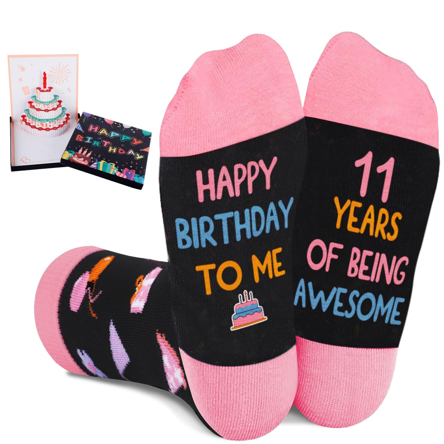 Juesly 11 Year Old Birthday Gifts for Girls - Socks for Girls with Pop Up Birthday Card, Presents for 11 Year Old
