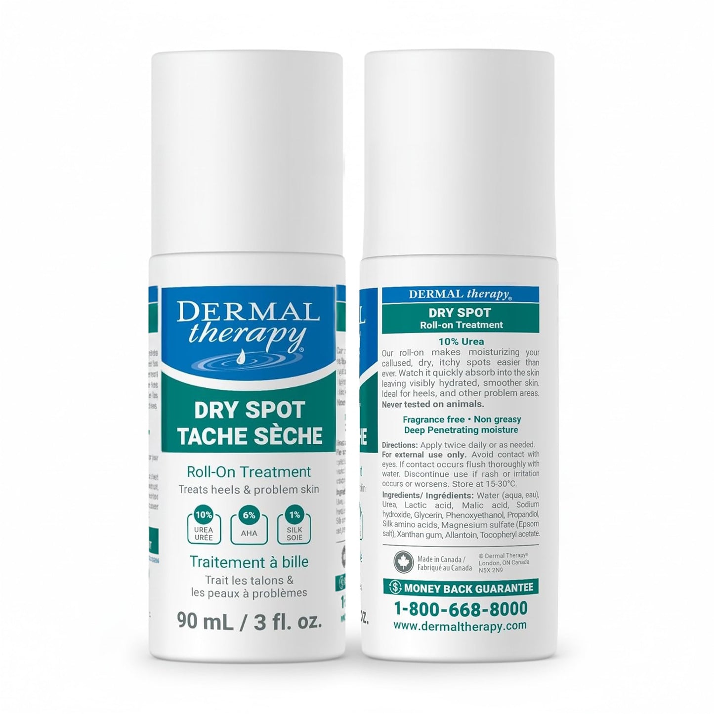 Dermal Therapy Dry Spot Treatment Roll-On with 10% Urea & 6% AHAs – Hydrating & Exfoliating Care for Very Dry Skin on Feet, Heels, Elbows & More – Fragrance-Free, Hands-Free Application