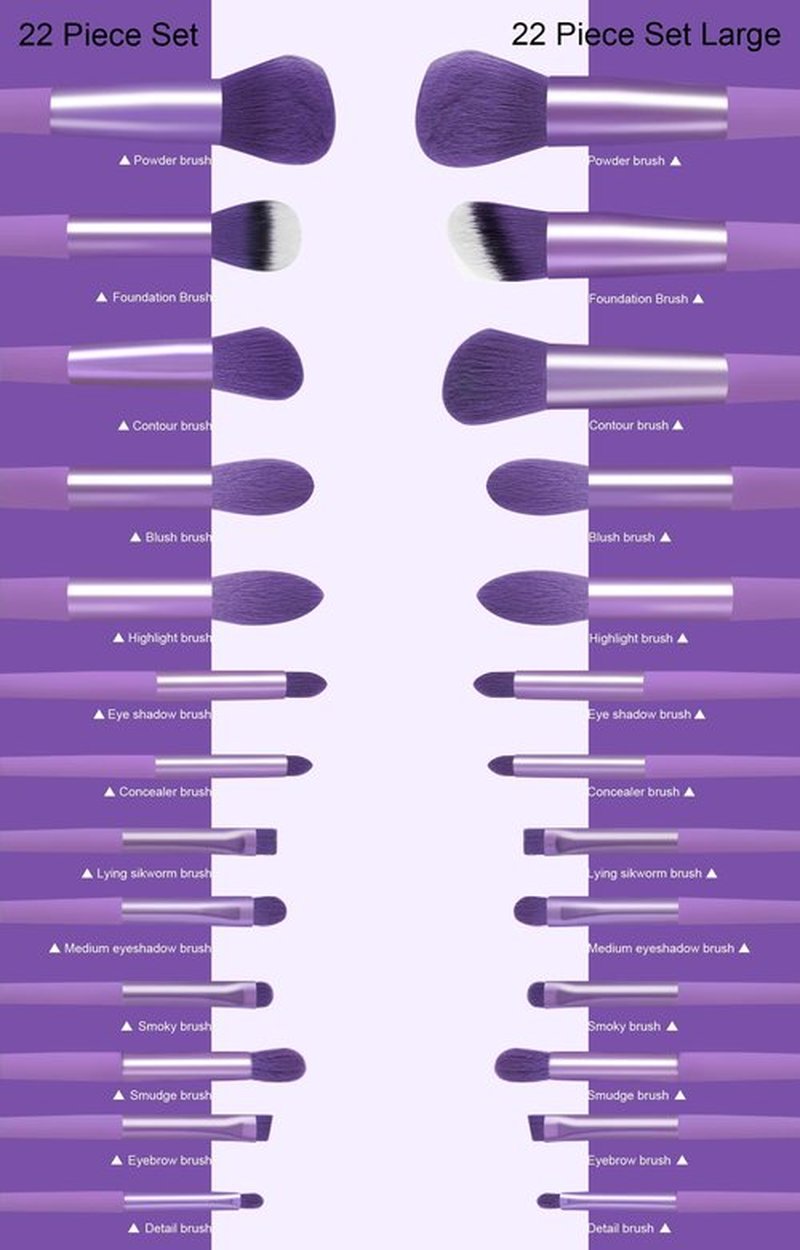 Koccido Makeup Brushes 22 Pcs Makeup Kit,Foundation Brush Eyeshadow Brush Make up Brushes Set (Purple, 22 Piece Set)
