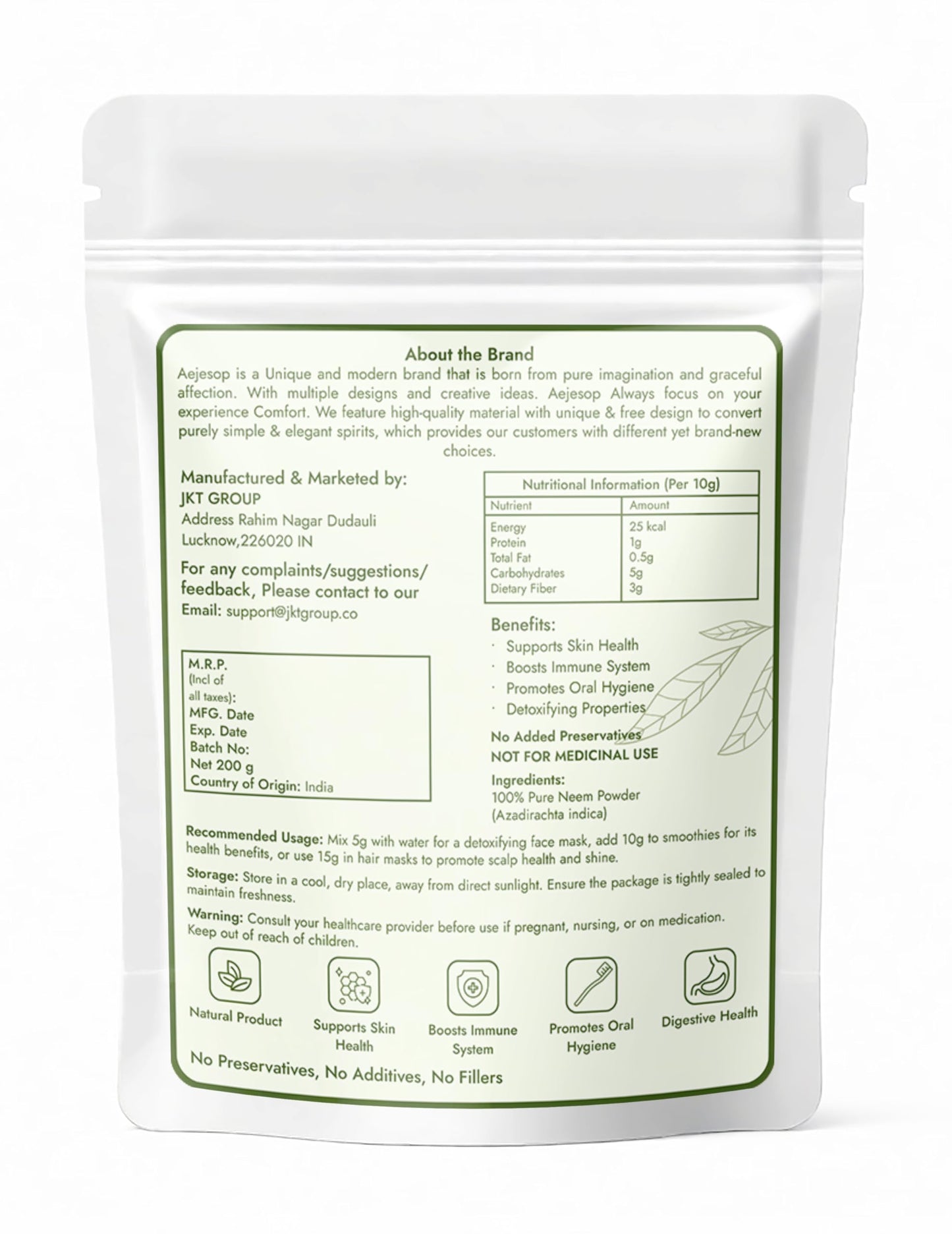 AEJESOP Neem Leaf Powder (Azadirachta Indica), 7oz(200g)