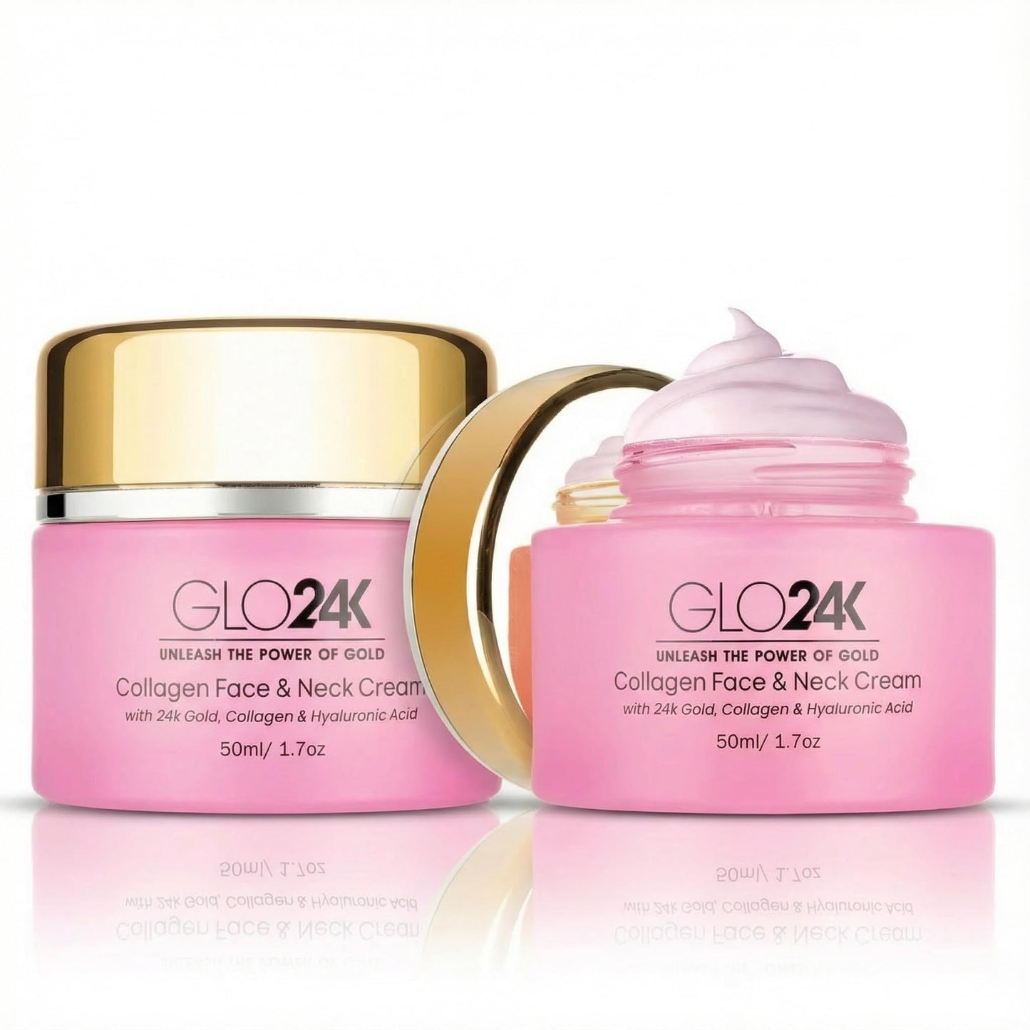 GLO24K Cream with 24k Gold, Retinol, Vitamins, and Hyaluronic Acid. Optimally Hydrate your Skin while you sleep. (Cherry Collagen Cream) (2 Pack)