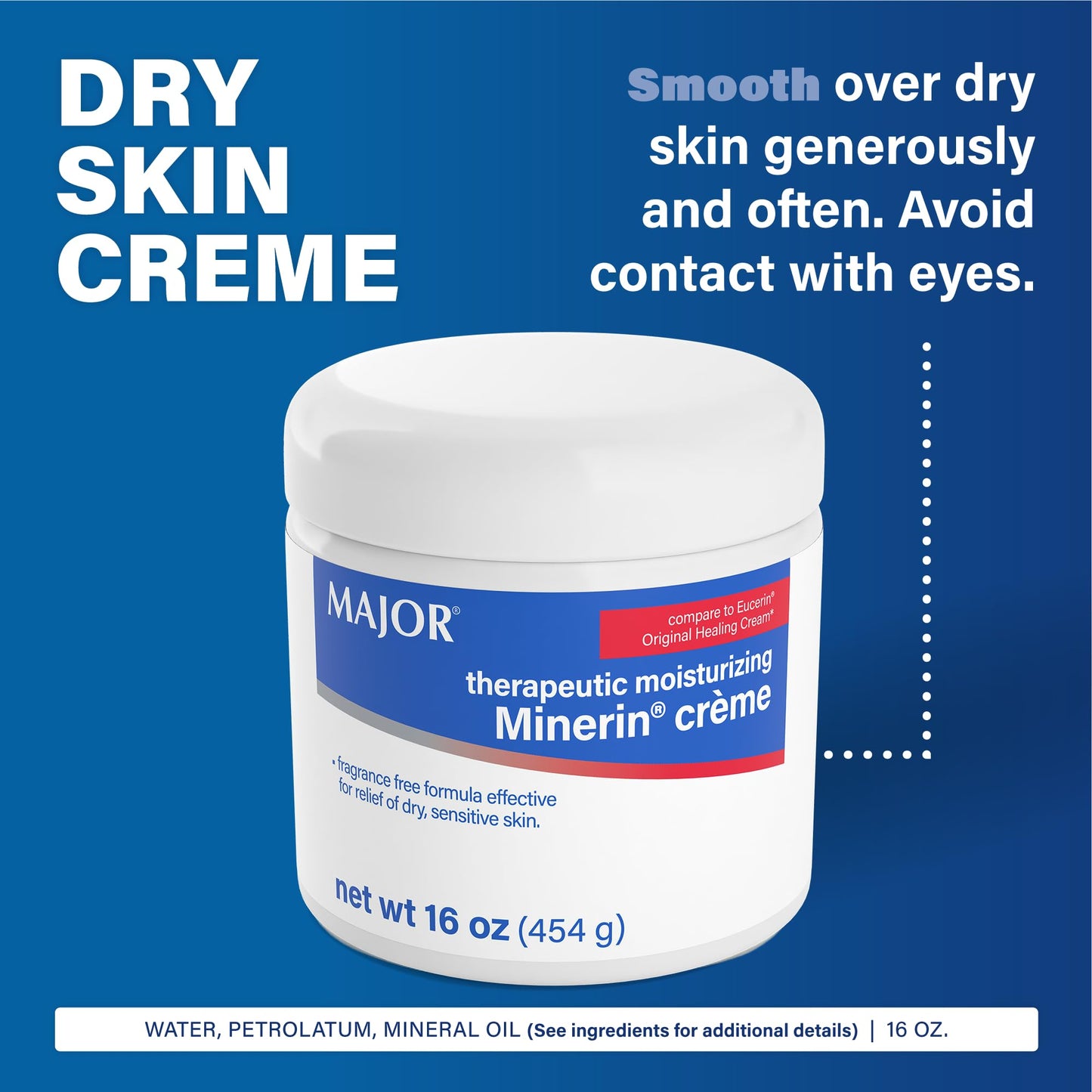 MAJOR Therapeutic Moisturizing Minerin Créme - Body Cream Moisturizer for Dry Skin - Fragrance-Free - 16 Oz.