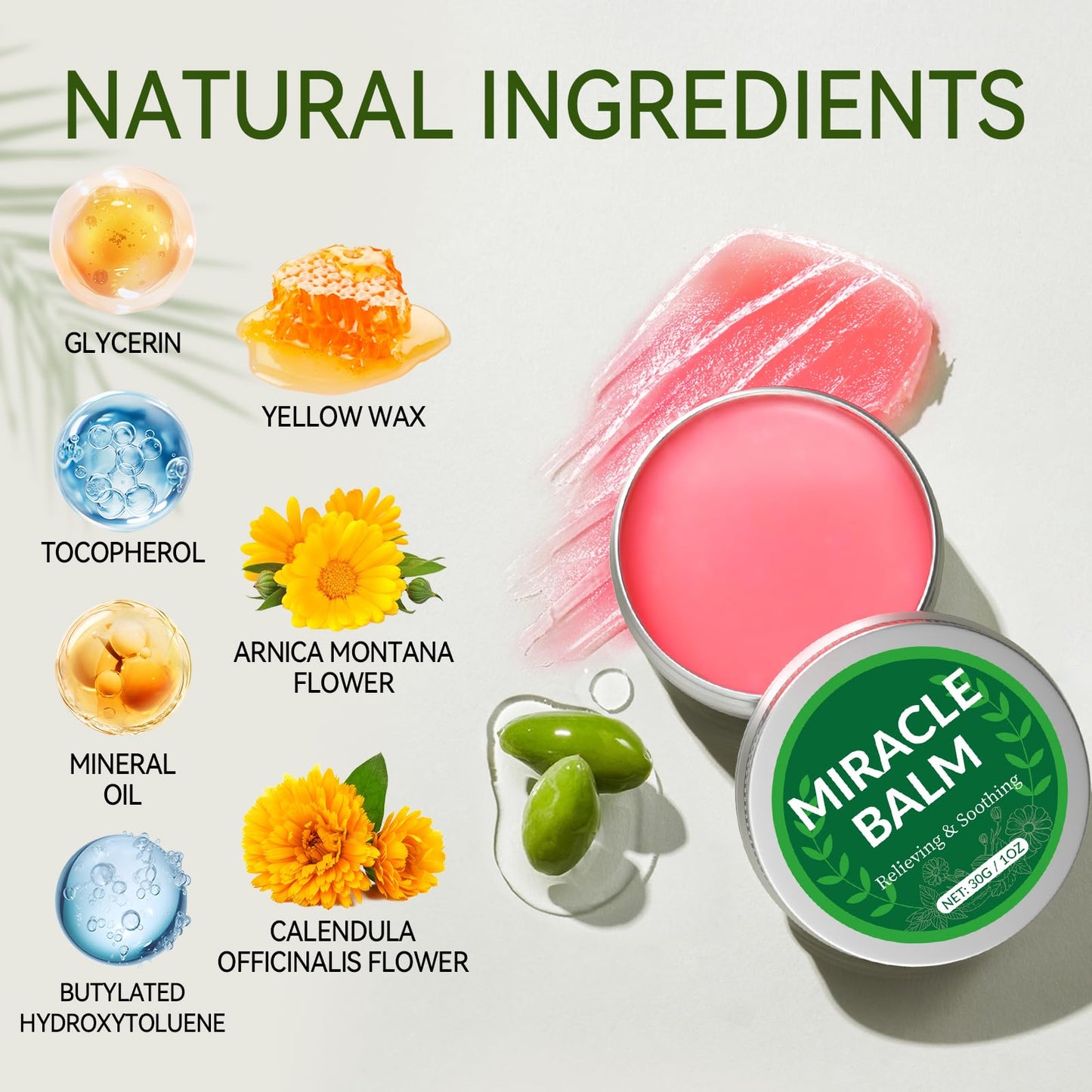 HGFDSWA Miracle Balm, 2 Pack Original Balm for Swollen Legs, Back, Hands & Body, 2 Oz Soothing Cream for Whole Body with Natural Ingredients & Moisture, Long-Lasting & Powerful