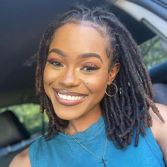 Loc Extension Human Hair 0.4cm Thickness 8 Inch 20 locs Natural Black Full Handmade Permanent Locs Can Be Dyed and Bleached for Women Men Kids Dreadlock Extensions Real Human Hair