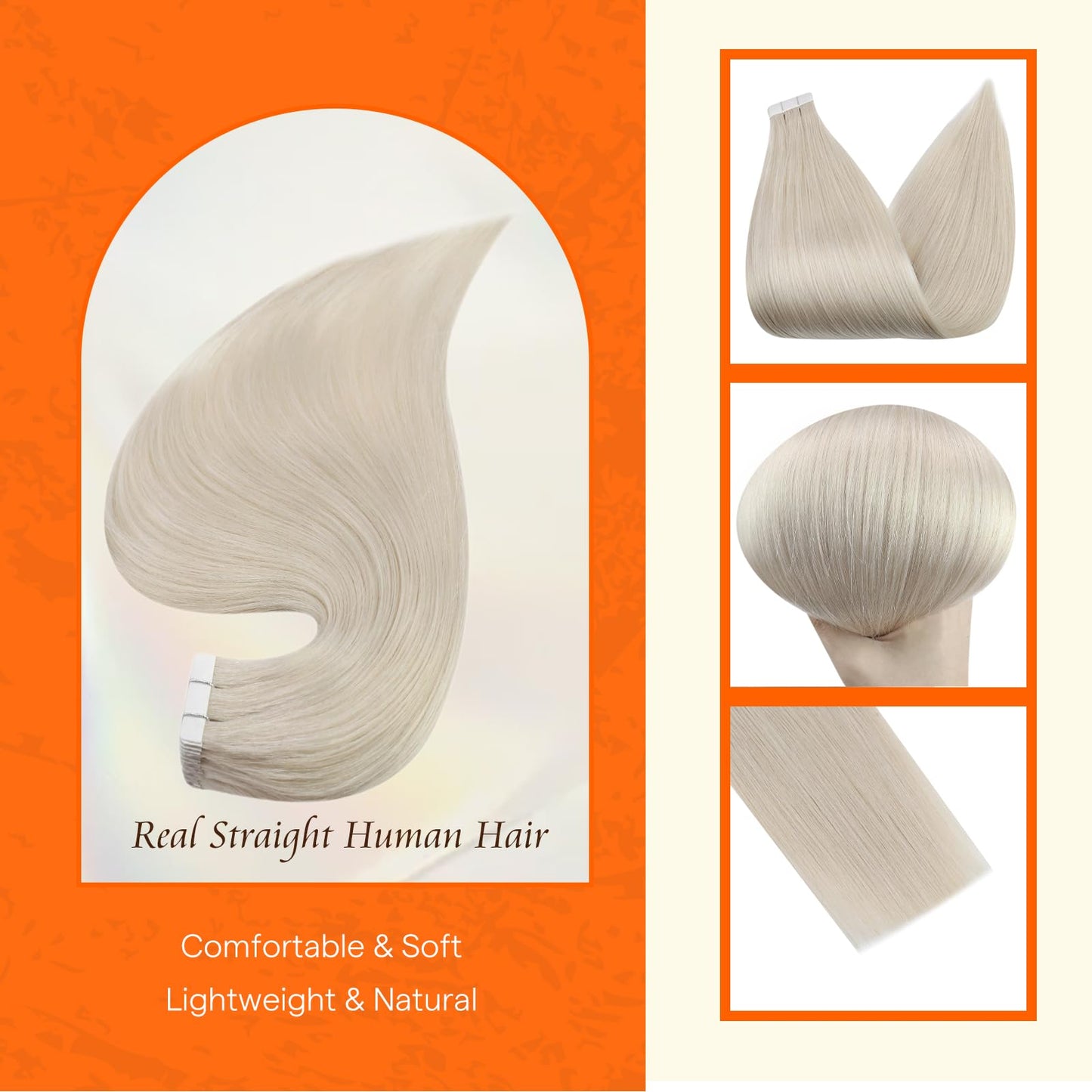 Full Shine Tape in Hair Extensions 12 Inch Tape in Human Hair Extensions 30g Human Hair Extensions Tape in Color 1000 Blonde Seamless Real Hair Extensions Brazilian Double Sided Tape Ins 20PCS