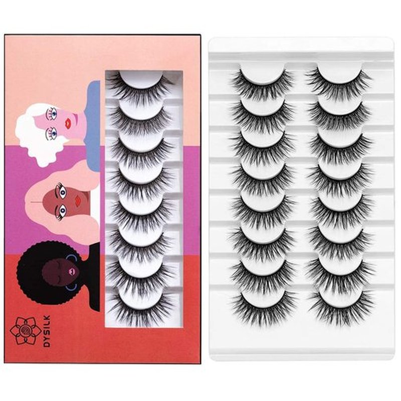 DYSILK Mink Lashes Fluffy Eyelashes - Strip Lashes False Lashes 8 Pairs 6D Lashes Faux Mink Eyelashes Fluffy Natural Look False Eyelashes Long Lashes Pack Mink Lashes Soft Reusable Eye Lashes