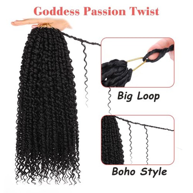 Leeven Passion Twist Hair 24 Inch Boho Style 8 Packs Ombre Brown Pre Twisted Goddess Crochet Passion Twist Pre Looped Bomb Twists Curly Ends Synthetic Braids for Women Girl #T30