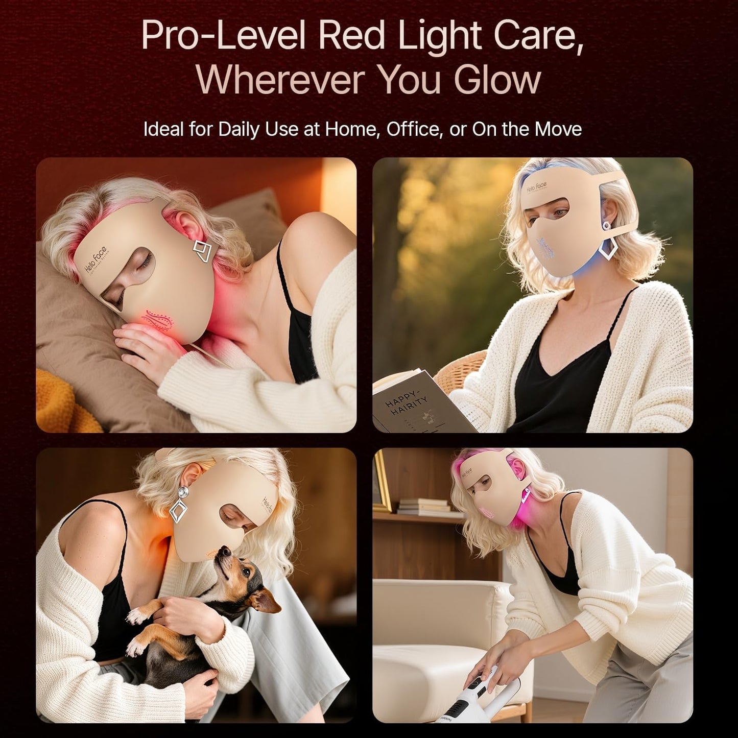 Hello Face 4D Red Light Therapy Mask for Face, 311 LEDs 850nm Infrared Long Light Waves Led Face Mask Light Therapy for Photons Tech, Silicone Skin Improvement for Women with Rechargeable Remote