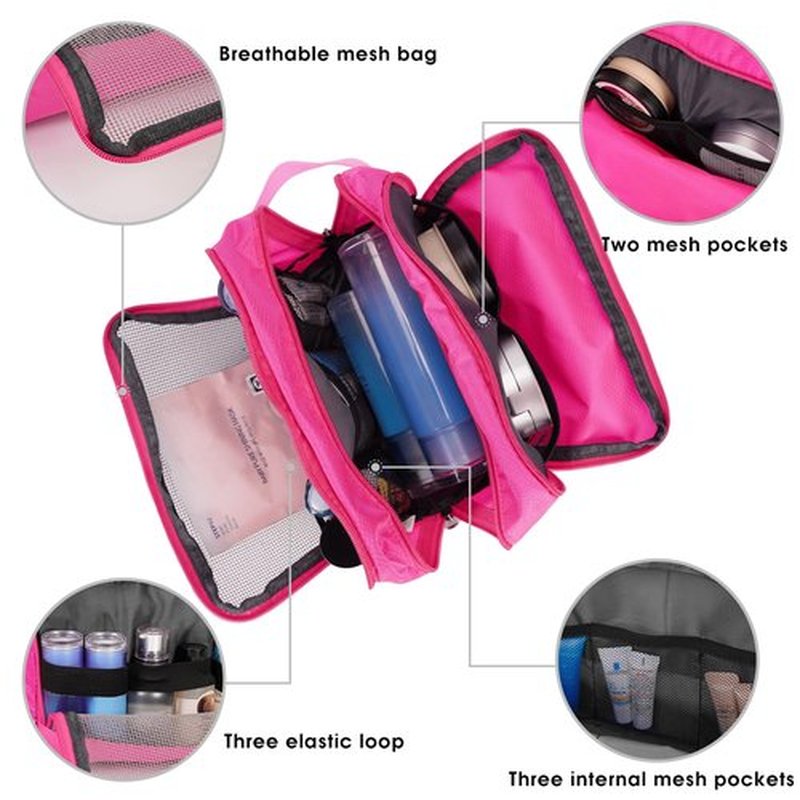 Toiletry Bag for Men Hanging Dopp Kit Water Resistant Shaving Bag Small Toiletry Bag for Traveling (Pure Pink)