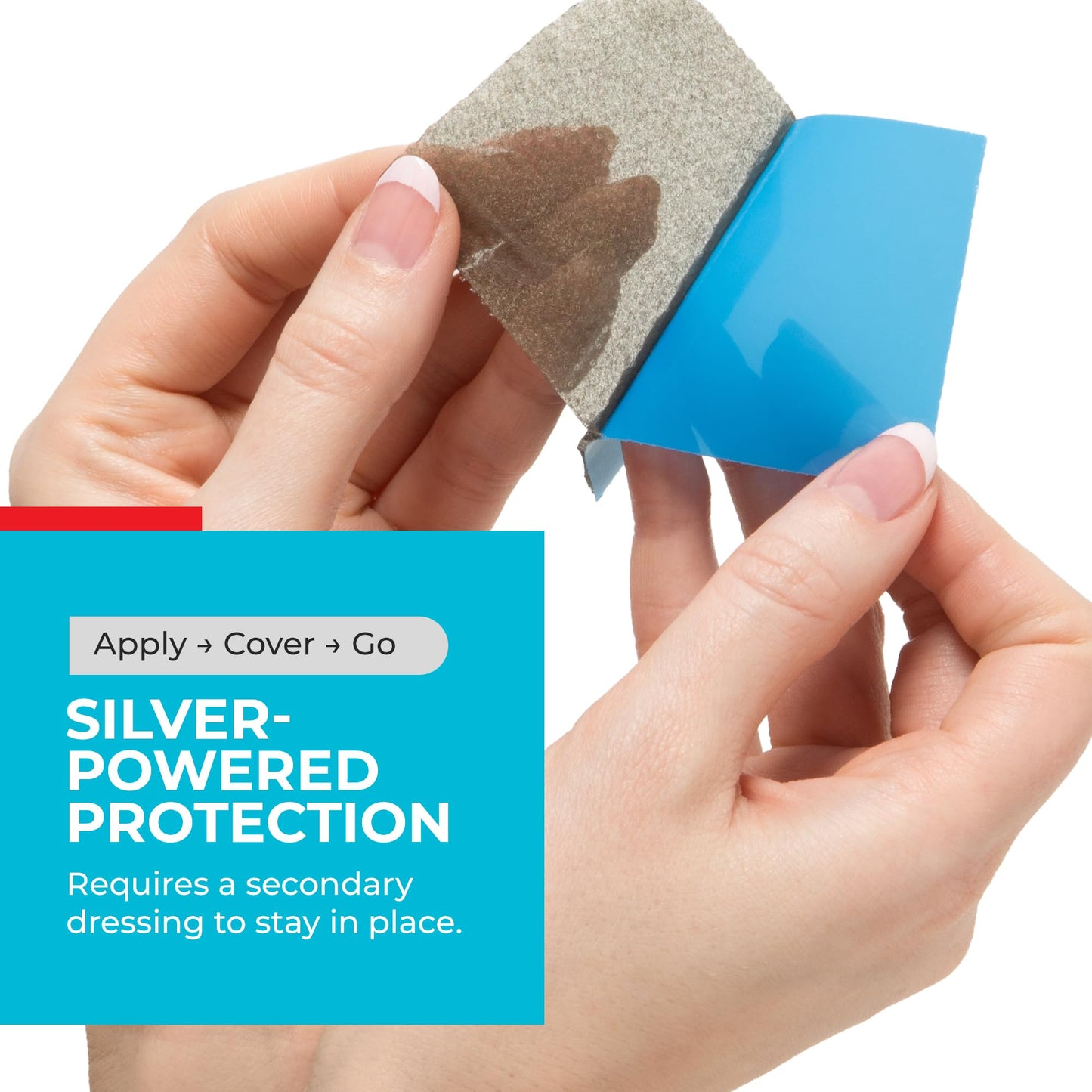SilverSeal Burn & Wound Dressing - Moist Hydrogel Protection with X-Static Silver, Non Stick Dressings for Burns, Cuts & Wounds, Sterile Medical Grade Skin Care, 2"x3" Size, 6 Count