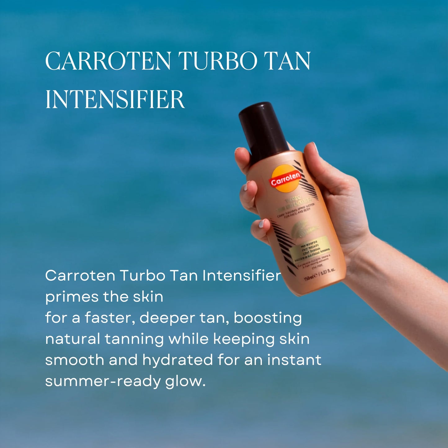 Carroten Turbo Tan Intensifier | Tanning Primer for Fast Long-lasting Results | Deep Tanning Spray Lotion for Face & Body | Quick-Drying, Lightweight Hydration | Made in Greece | 5 oz + Wipe