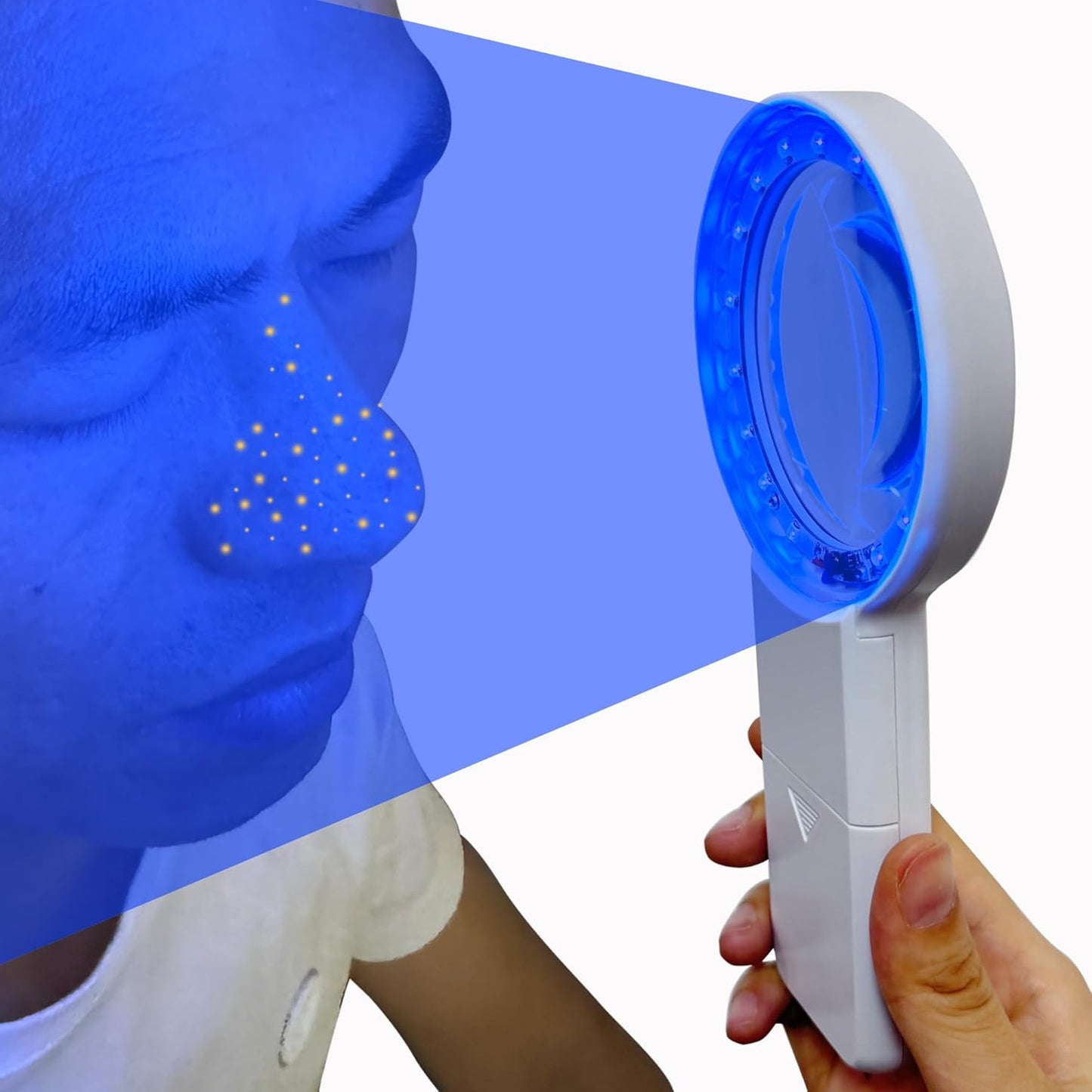 Cordless Wood's Lamp for Ringworm Detection | 5X Magnifying LED Light - Battery Powered, Black