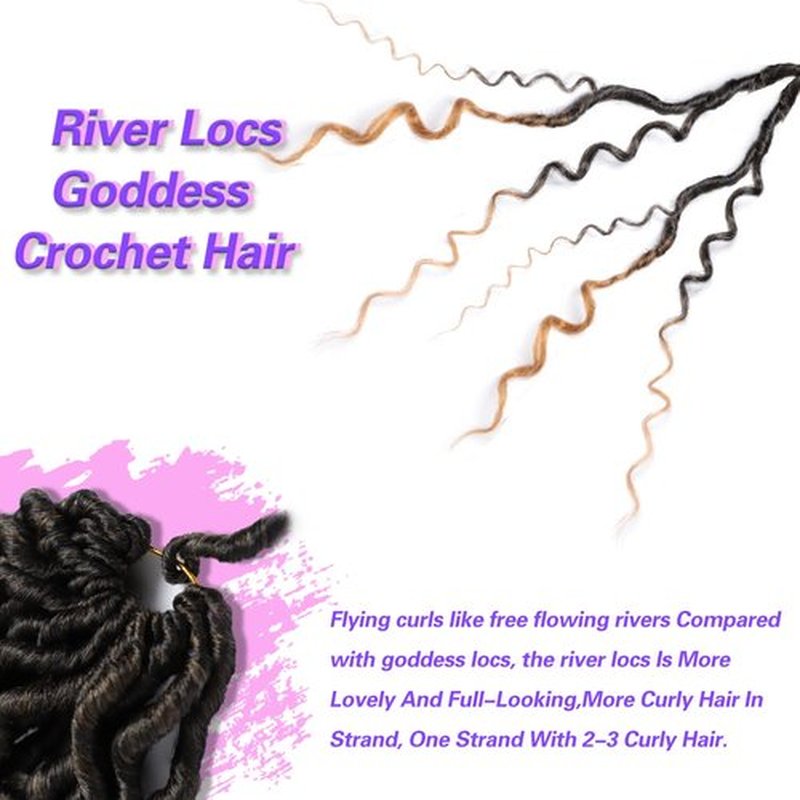 Goddess Locs Crochet Hair 12Inch 6Packs Curly Faux Locs Crochet Hair River Locs Goddess Wavy Crochet With Short Curly Hair Bohemian Hippie Locs Crochet Braids for Synthetic Hair Extension
