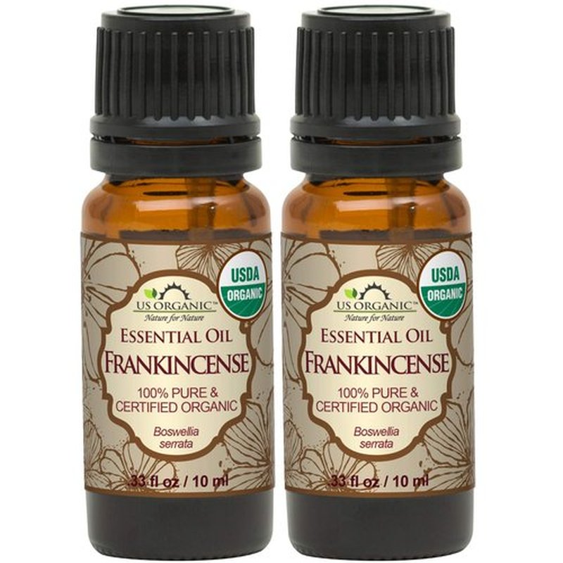 US Organic 100% Pure Frankincense Essential Oil, USDA Certified Organic, Steam Distilled, Boswellia serrata, Origin India, Use Topically or in Diffuser (10 ml, Value 2 Pack)