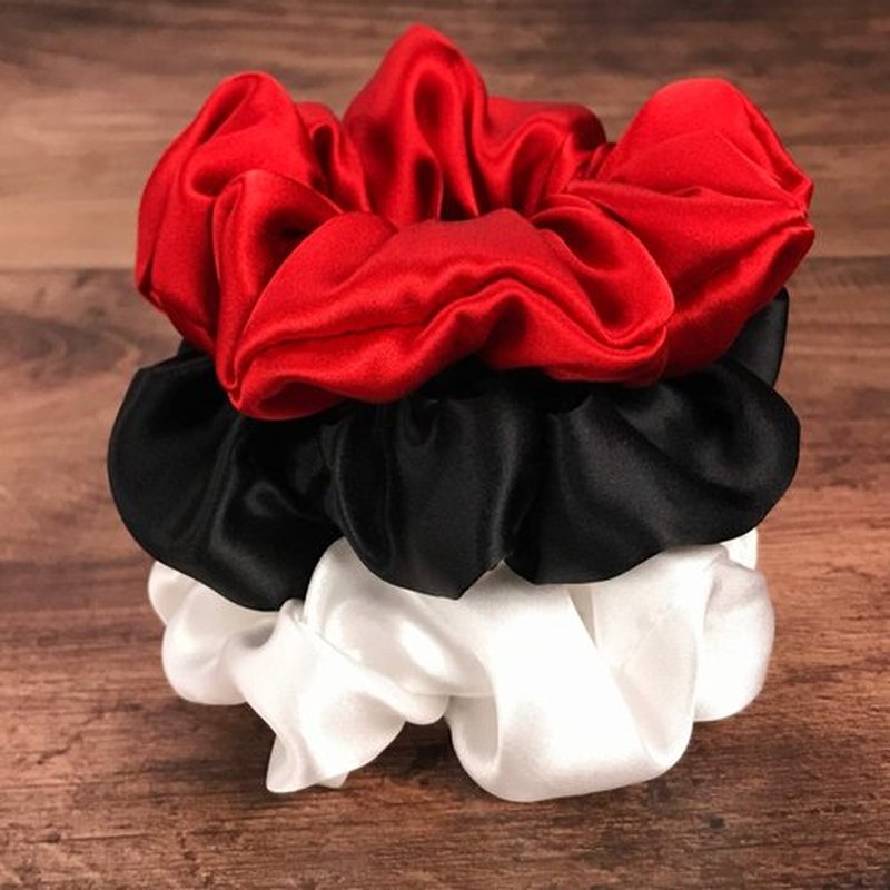 Celestial Silk Mulberry Silk Scrunchies for Hair (Red, White, Black)