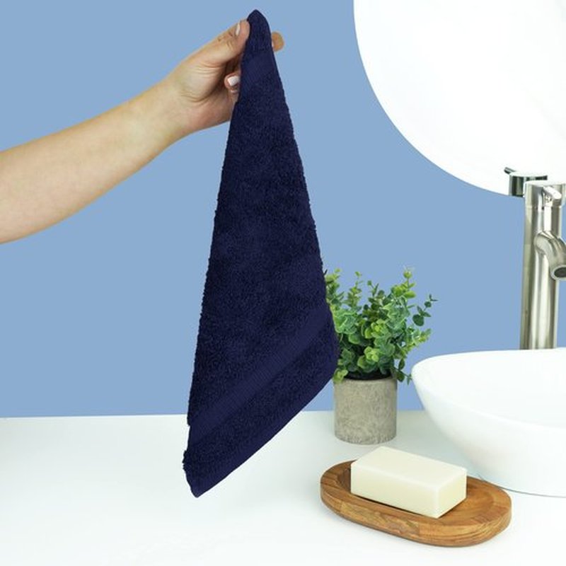 Chakir Turkish Linens | Hotel & Spa Quality 100% Cotton Premium Turkish Towels | Soft & Absorbent (4-Piece Washcloths, Navy)