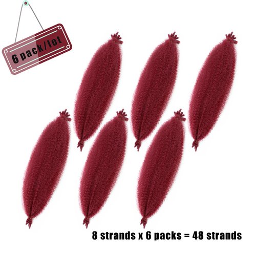 VCEOW 6 packs Burgundy Springy Afro Twist Hair 24 inch Red Pre-Separated Kinky Marley Twist Braiding Hair Soft Pre-fluffed Wrapping Hair Extensions for Bug Spring Passion Twists Faux Butterfly Locs