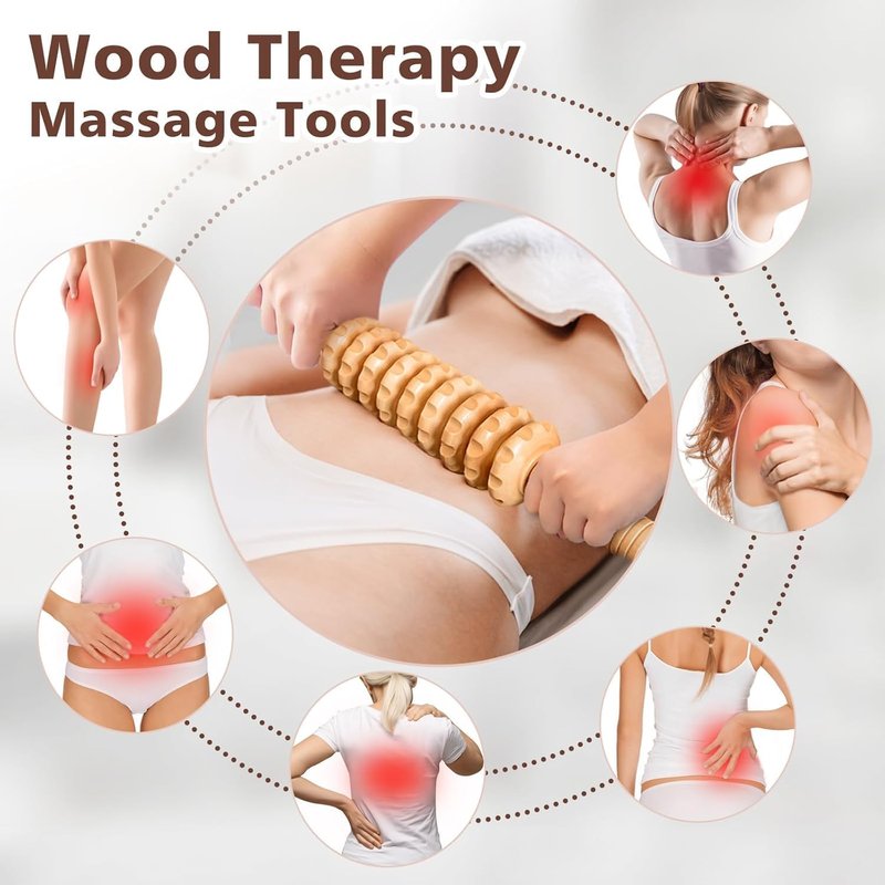 12-in-1 Wood Therapy Massage Tools - Lymphatic Drainage & Body Sculpting Kit | Wooden Massager for Muscle Pain Relief & Anti-Cellulite