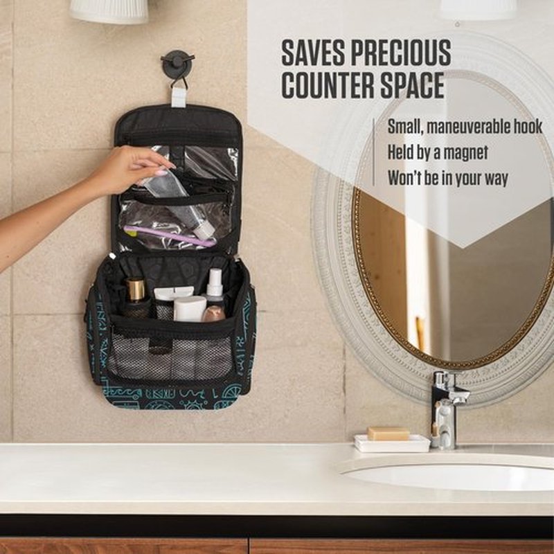 VENTURE 4TH Hanging Travel Toiletry Bag for Women & Men - Travel Organizer with Expandable Compartments & Removable Clear Pouch for Toiletries (Surfing Vibes)