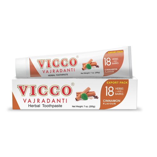 Vicco Vajradanti Herbal Toothpaste with Cinnamon Flavour - Contains 20 Ayurvedic Herbs and Barks, 100% Natural, Vegan & Cruelty-Free - 7 oz (Pack of 3)