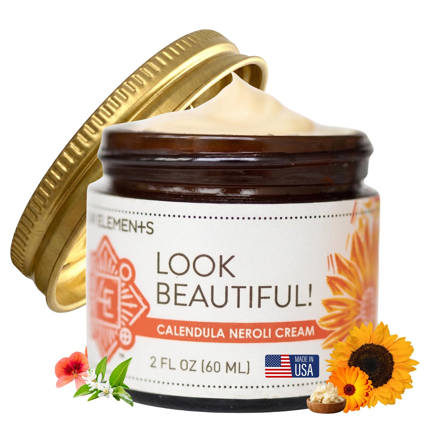 Four Elements Calendula Neroli Face Cream 2oz | Organic Moisturizer
