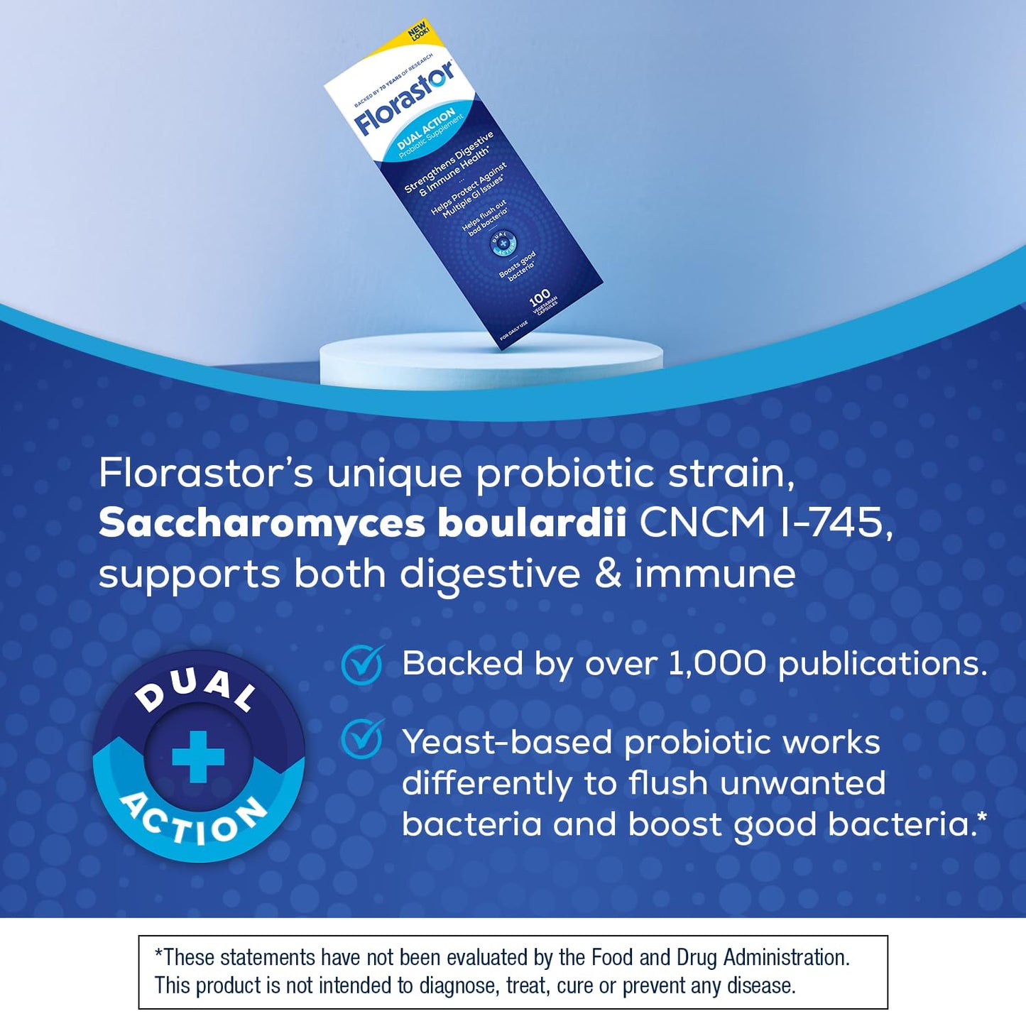 Florastor Probiotic for Digestive and Immune Health, 100 Capsules