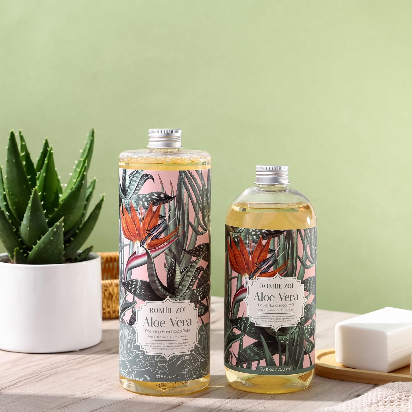 ROMIIE ZOI Foaming Hand Soap Refill, Aloe Vera, Gentle & Moisturizing Formula, 1 L/ 33.8 FL OZ