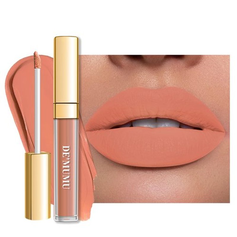 DE'MUMU Peach Lipstick Matte for Women Superstay Nude Long Lasting Lipstick Smudgeproof Liquid Lipsticks Cruelty Free Lip Makeup (DM14 Peach Nude)