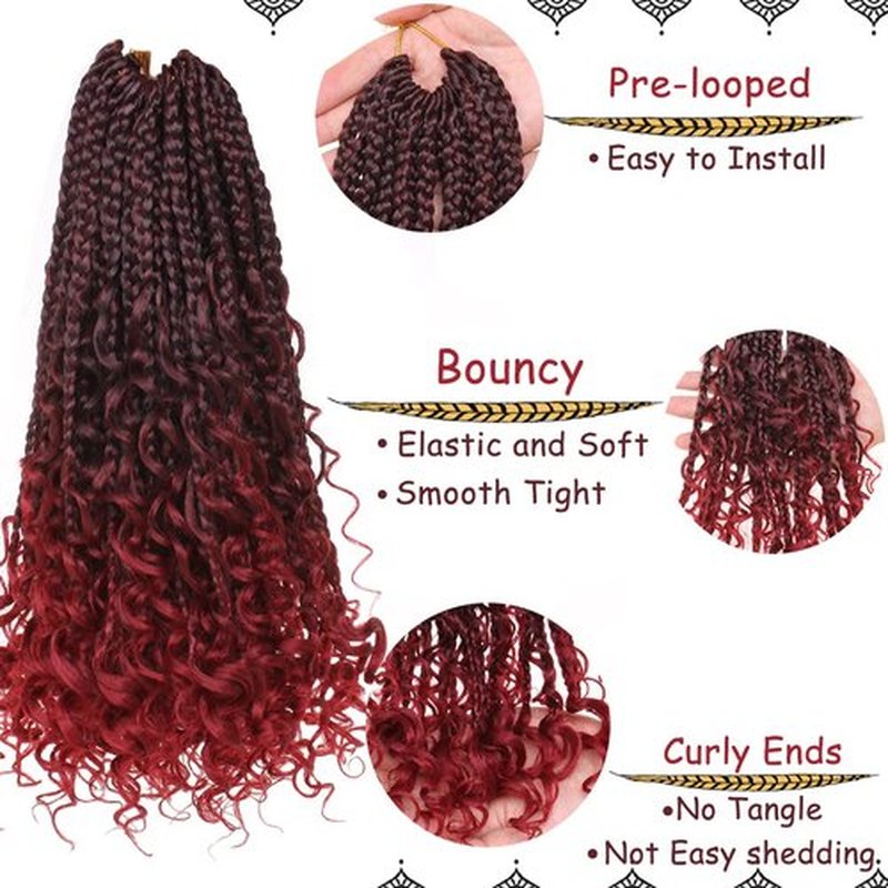 Beverlee Boho Box Braids 8 Packs Goddess Box Braids 14 Inch Bohemian Box Braids Crochet Box Braids with Curly Ends Pre-looped Synthetic Crochet Hair for Black Women 128 Strands TBug#