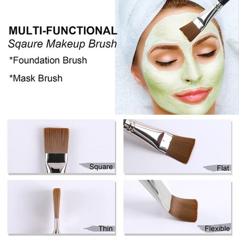 ENERGY Square Foundation Brush for Liquid Cream Makeup Professional Flat Face Mask Brush for Facial Premium Soft Synthetic Contour Brush for Blending Liquid Cream Foundation Emulsion Cosmetics 191