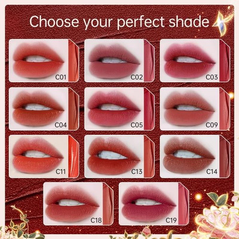 Catkin Semi Matte Liquid Lipstick Lip Gloss for Women Tinted High Pigmented, Waterproof Long Lasting Moisturizing Smooth Velvet Effect 2pcs 03