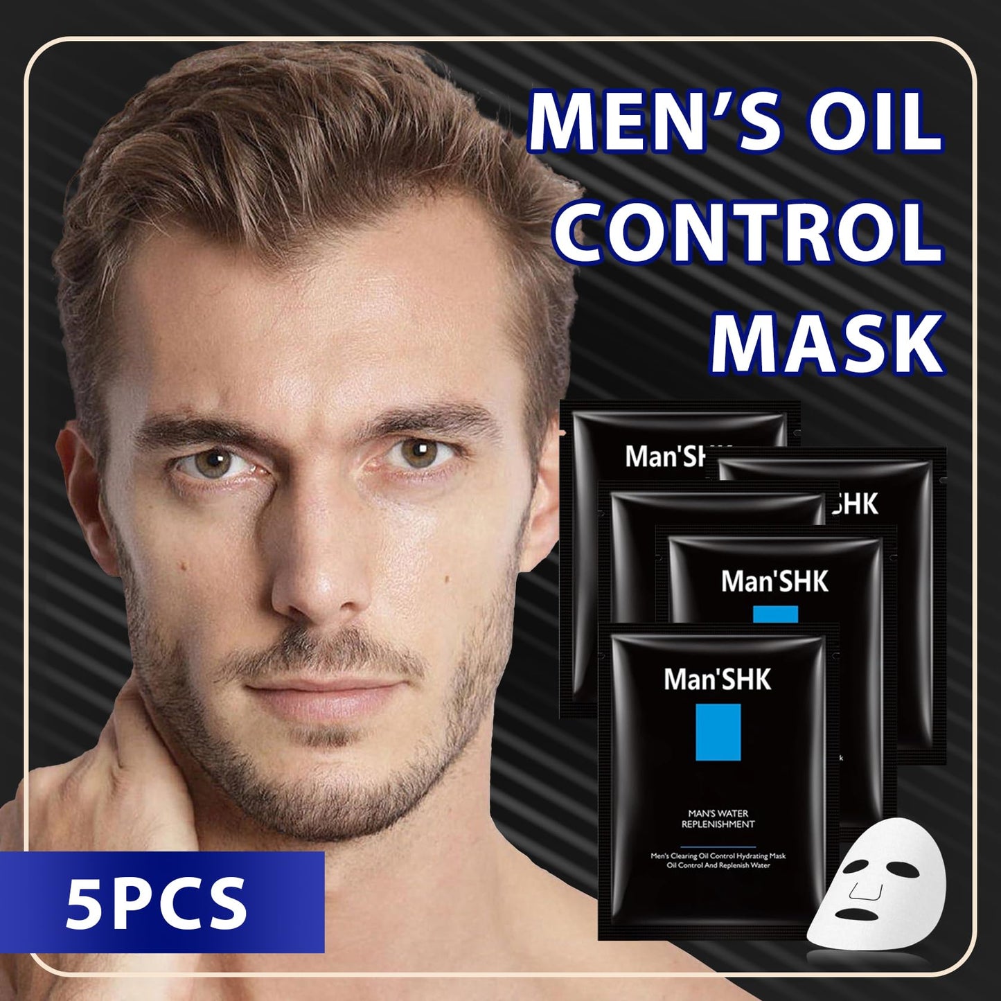 Fusang 5 Pcs Mens Facial Sheet Mask,Hydrating Face Masks Skincare Gift Set for Men,Moisturizing Soothing Facial Masks,Easy to Use & Nourishing Face Mask Skin Care Set C