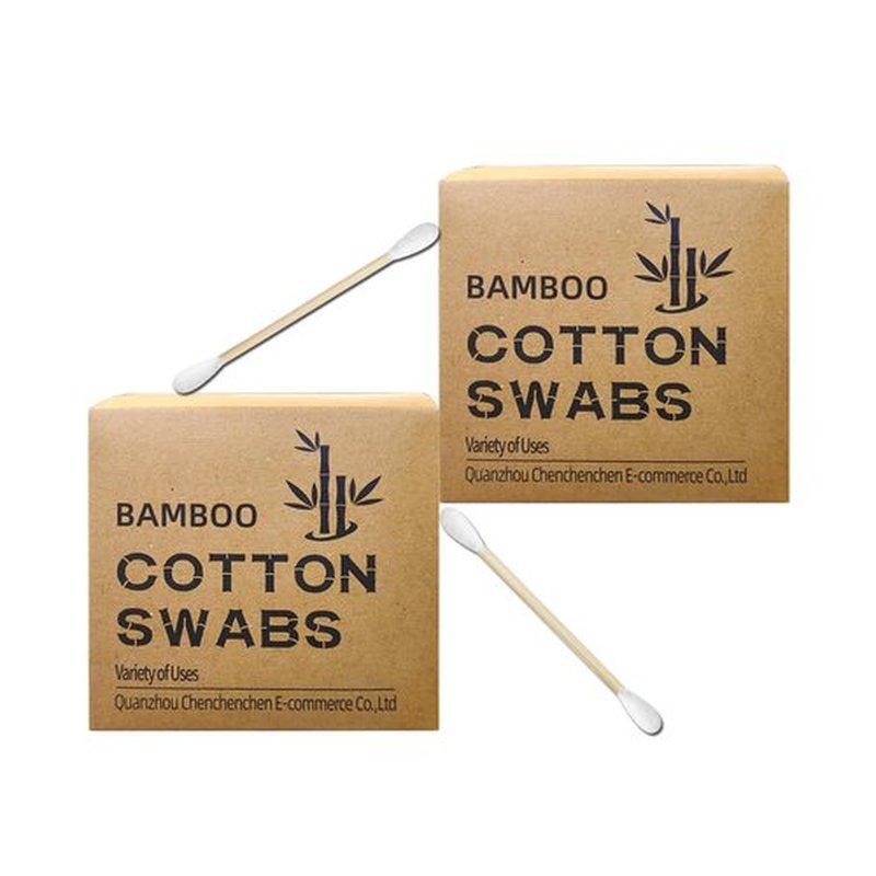 XL Bamboo Cotton Swabs 600ct, Natural Cotton Buds with Larger Tips for Personal Care，2 Pack Biodegradable Cotton Tips