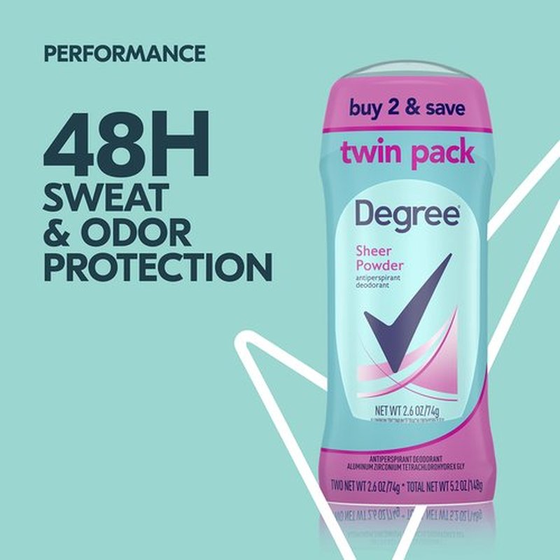 Degree Dry Protection Antiperspirant, Sheer Powder 2.6 oz, Twin Pack (Pack of 6)