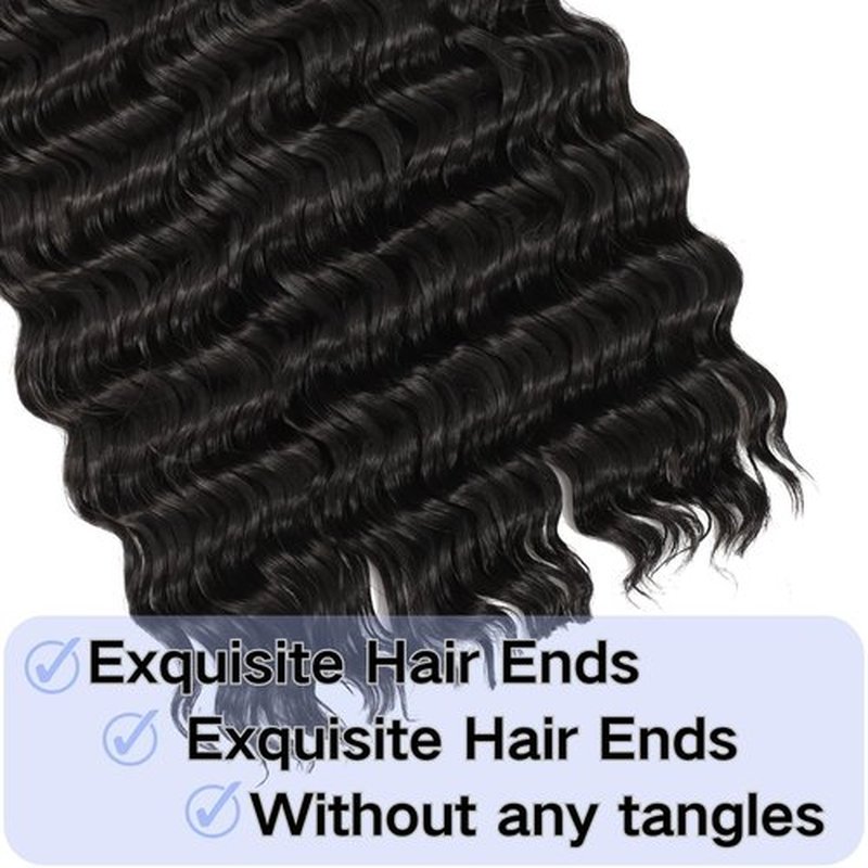 Deep Wave Bulk Hair 24inch 200g,Deep Bulk Hair For Braiding Hair Wet And Wavy Quality Synthetic Micro Braiding Hair Extensions for Boho Braids No Weft (2Pack 24inch Natural Color)