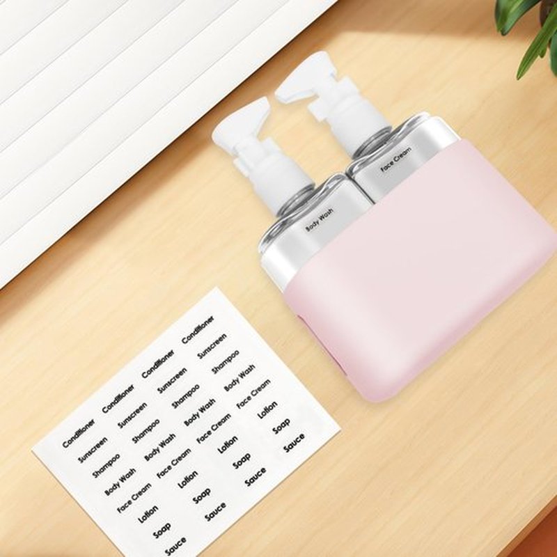 Skycase Travel Bottles, Travel Size Toiletries - Leak Proof Refillable Tsa Approved Travel Bottles, 2 in 1 Travel Containers with Labels Airplane Accessories Kits for Lotion Liquid (Pink)