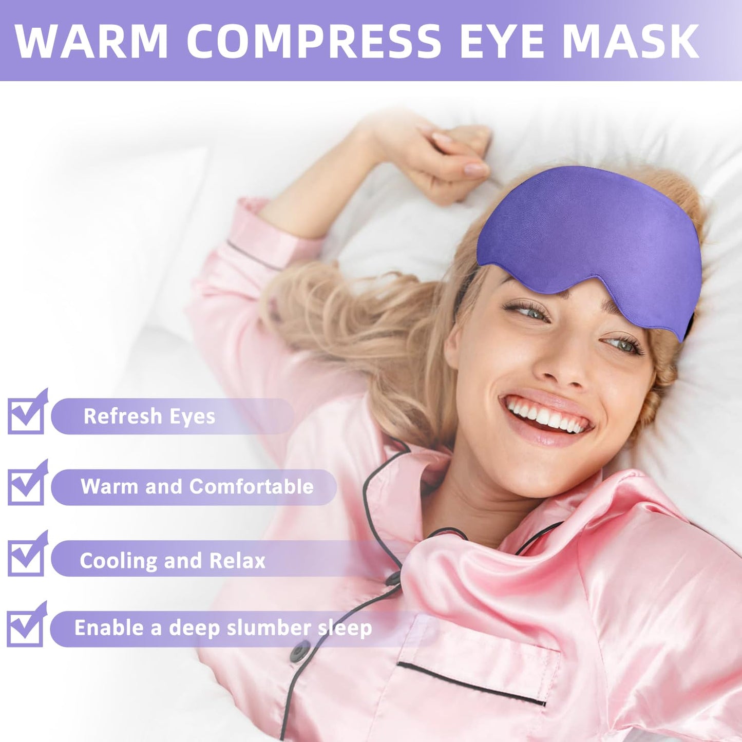 Cavoilu Sleep Mask, Weighted Eye Mask for Sleeping, Microwave Lavender Moist Heat Warm Eye Mask for Home Office, Sleep Eye Masks for Women